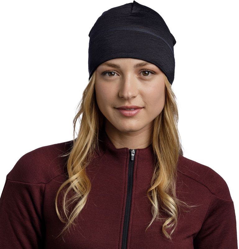 Шапка шерстяная Buff Merino Lightweight Solid Black Фото 2