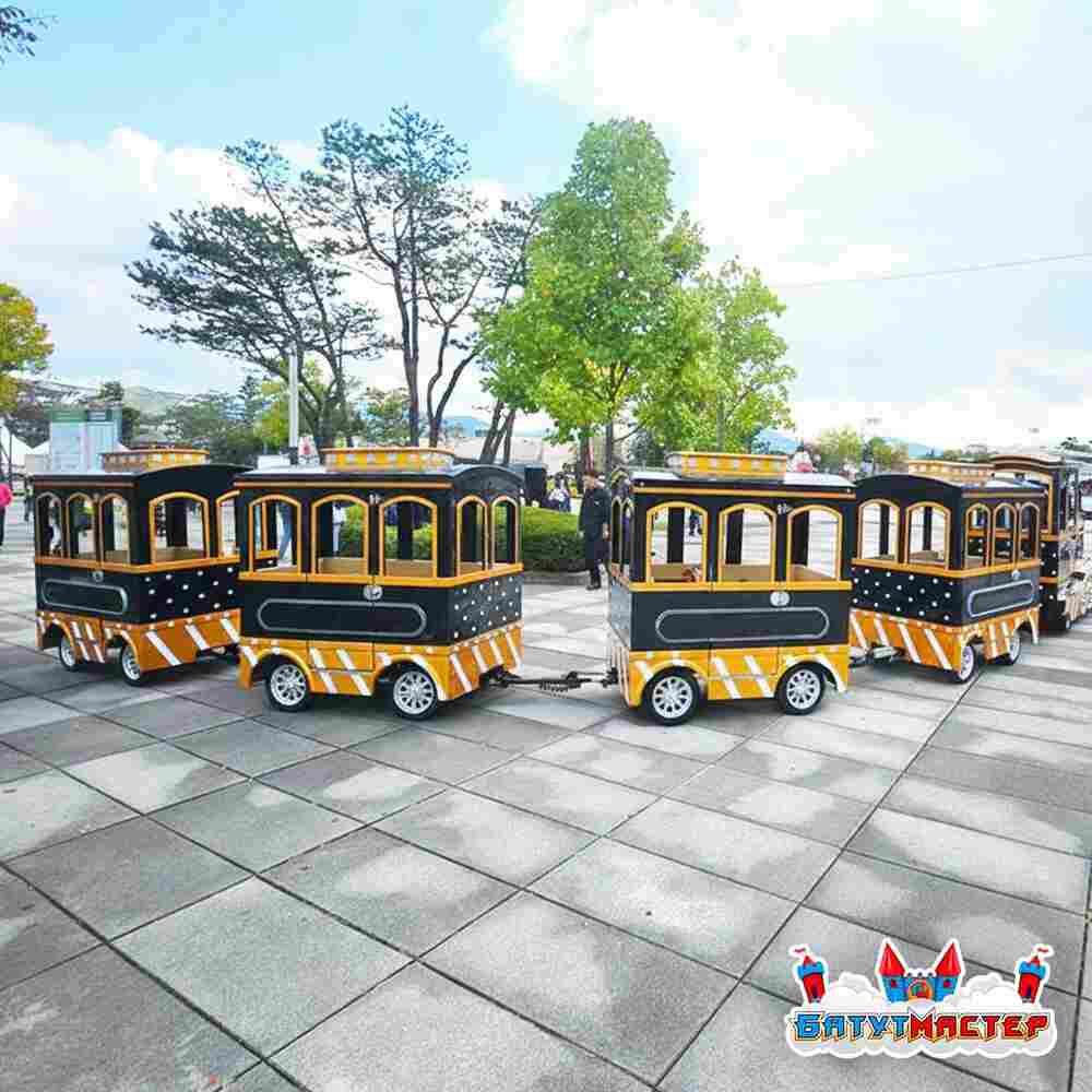 Безрельсовый паровозик «Сияющий путь» 4 вагона, 17 мест, с подсветкой