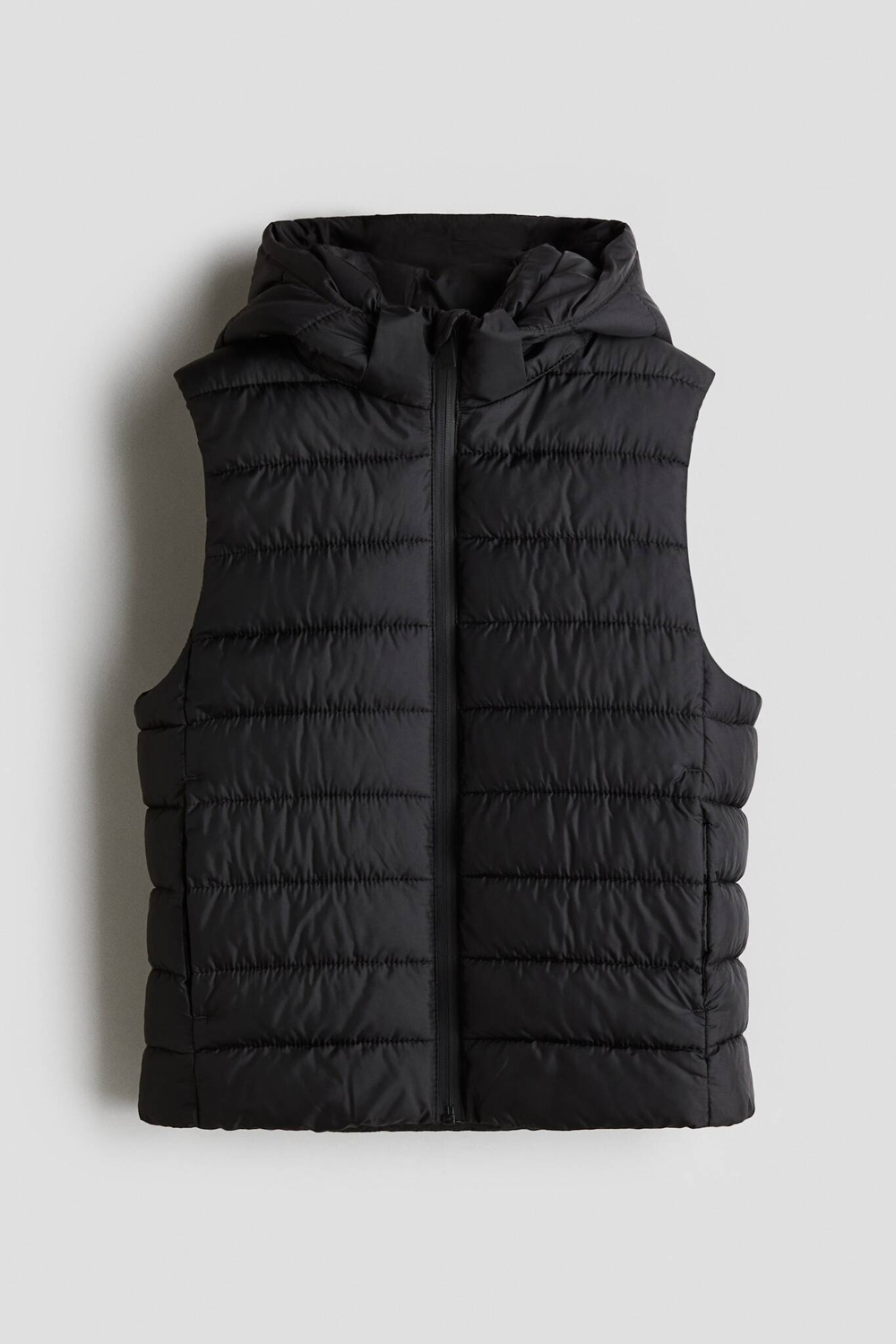 H&M Жилет с капюшоном, черный