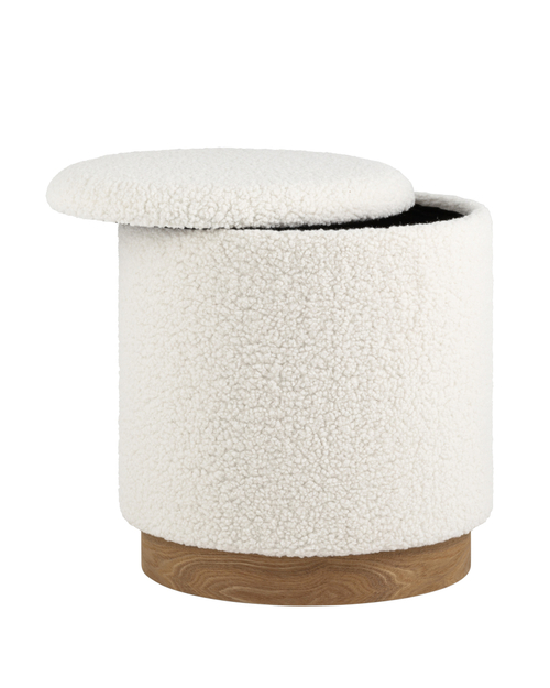 Пуф с ящиком Долли L тедди белый