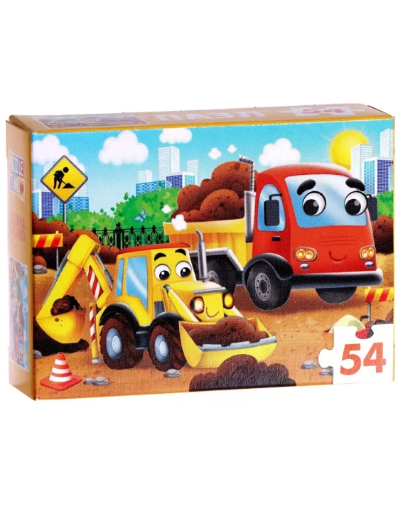 Пазл детский Машины на стройке, 54 элемента