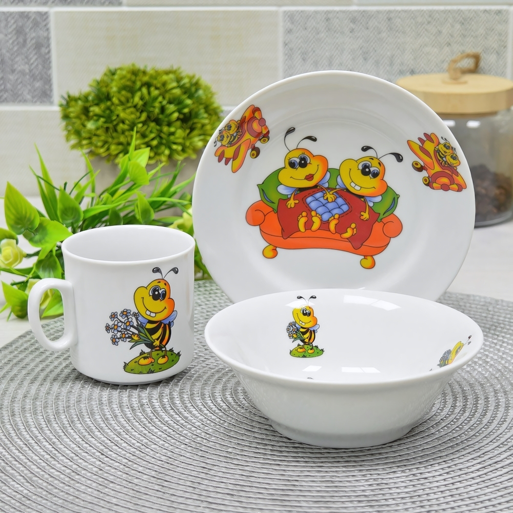 Набор детской посуды 3 предмета форма Идиллия Пчелы