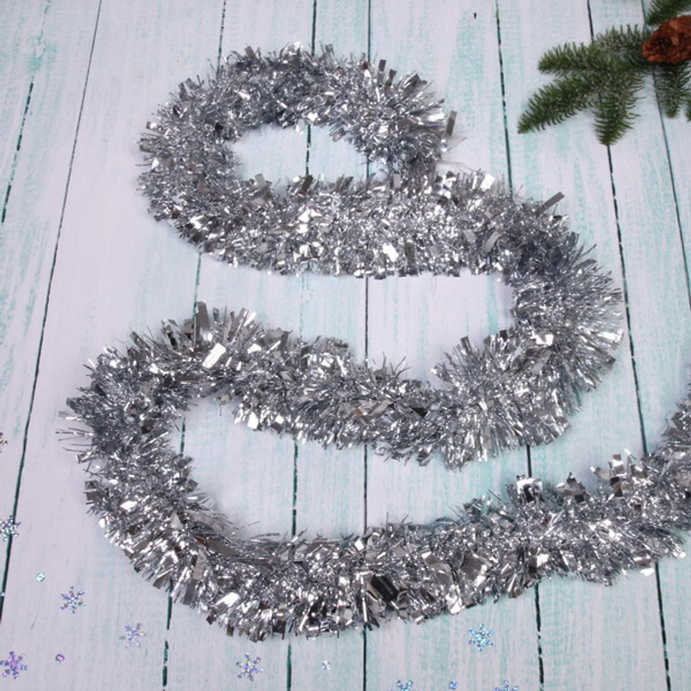 Мишура 2 м 9 см «Праздничное настроение», Серебро