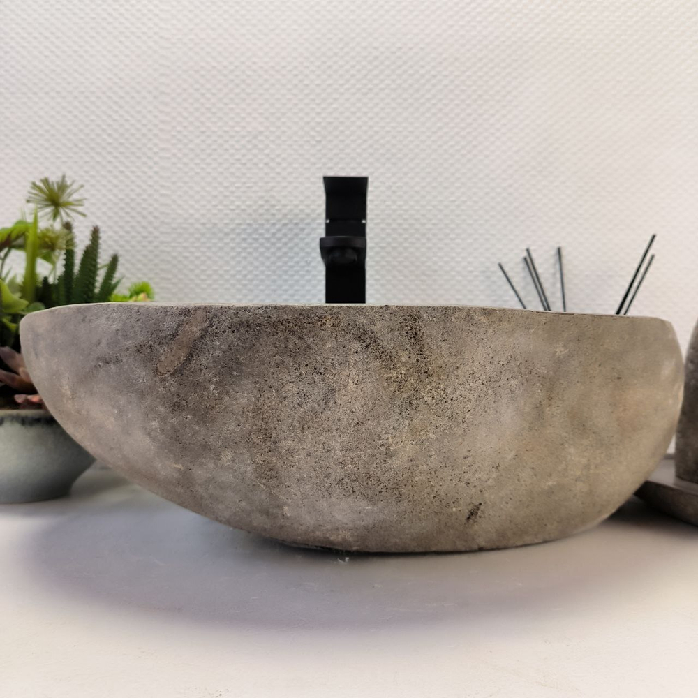 Каменная раковина из речного камня RS-64126 (49*35*16) 0122