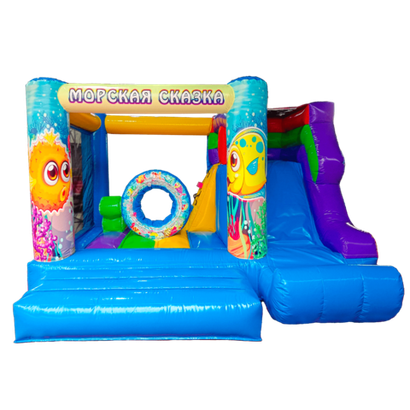 УЦЕНКА Коммерческий надувной батут «Подводный мир » 4*3,5*2,5 м
