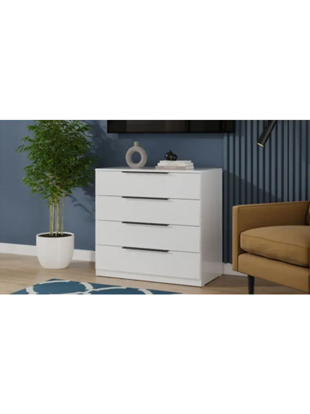Комод для одежды Белый глянец 4 ящика 92х51х87 см