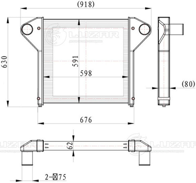 LRIC 1233 -  ОНВ (радиатор интеркулера) для а/м МАЗ 4371/555035/АМАЗ 206 с дв. Deutz Е-4
