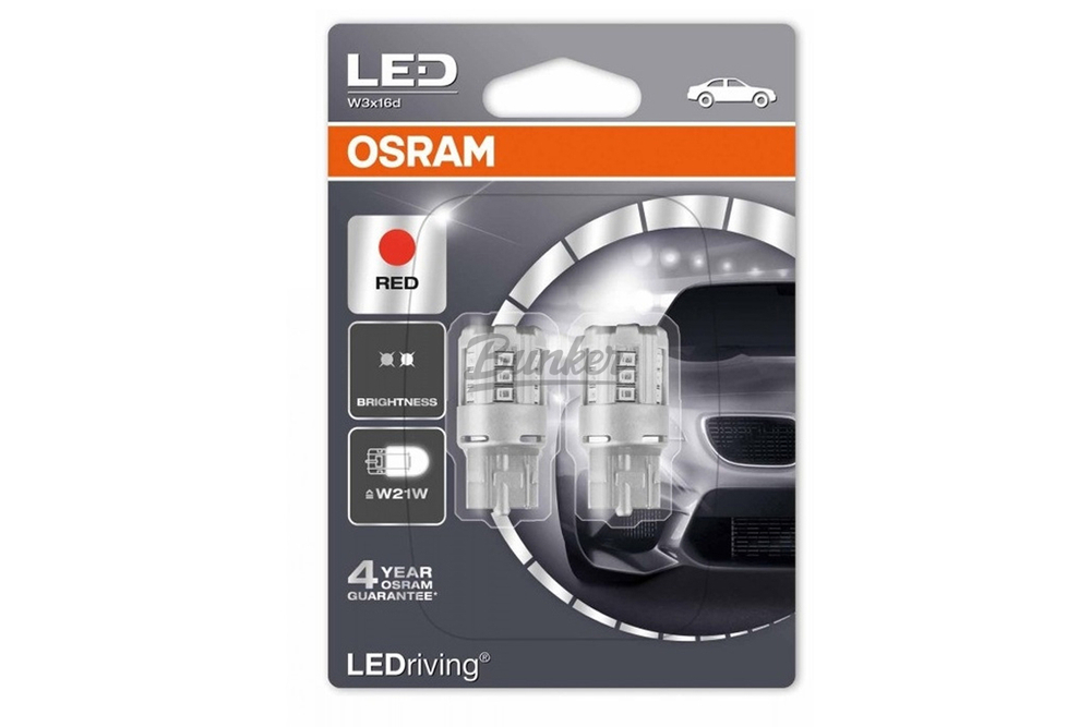 Комплект ламп W21W 12V 3W W3x16d LEDRIVING standard retrofit/красный/W21W 2шт.(1к-т)