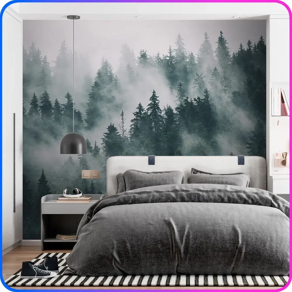 Фотообои 3d на стену флизелиновые Туманный лес 300х270 см Luxury Walls AM13103