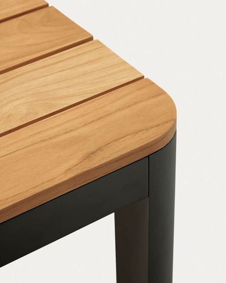 Bona Уличный стол из алюминия в черной отделке и тикового дерева 200 x 100 см Испания La Forma