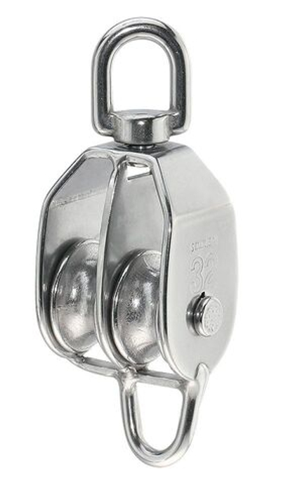 Блок двушкивный с вертлюгом и скобой, 32 мм (10258946)