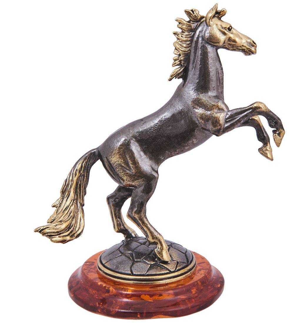 Народные промыслы AM-4232 Фигурка «Лошадь Спирит» бол. (латунь, янтарь)