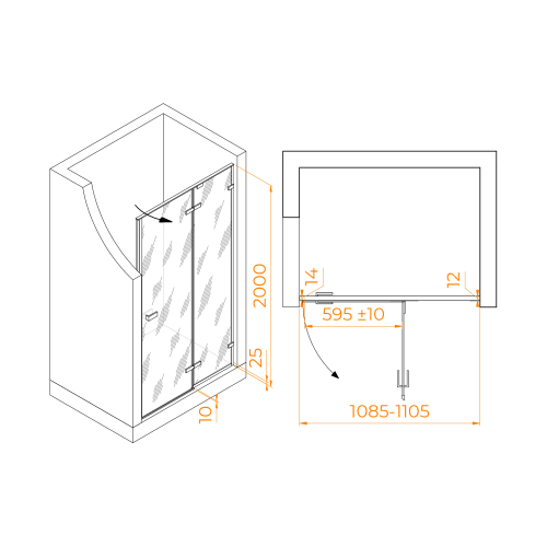 Душевая дверь RGW SV-004Gr (Прозрачное, 1100)