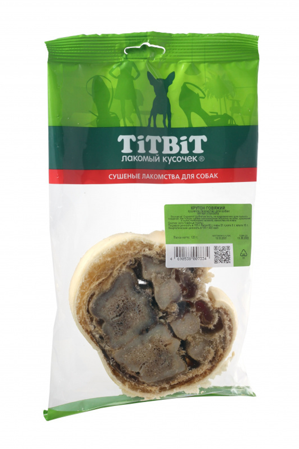 TitBit лакомство для собак Крутон говяжий мягкая упаковка 120 гр.