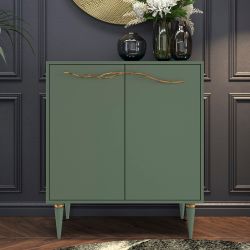 Комод Арт Колор matte Классик Голд с 2 полками Зеленый нефрит матовый