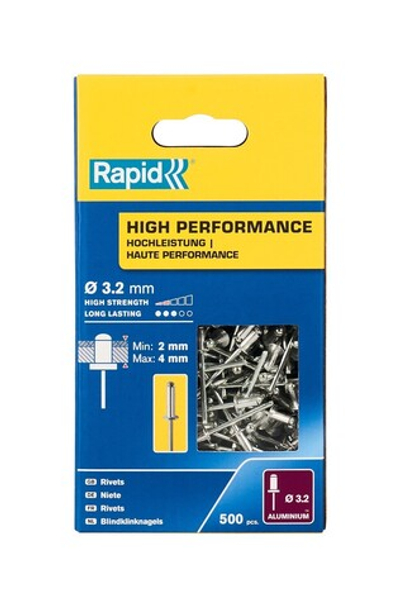 RAPID R:High-performance-rivet, 3.2 х 8 мм, 500 шт, алюминиевая высокопроизводительная заклепка (5001431)