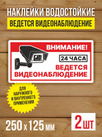 Наклейка Ведется видеонаблюдение виниловая круглая 200х200 мм 2 шт