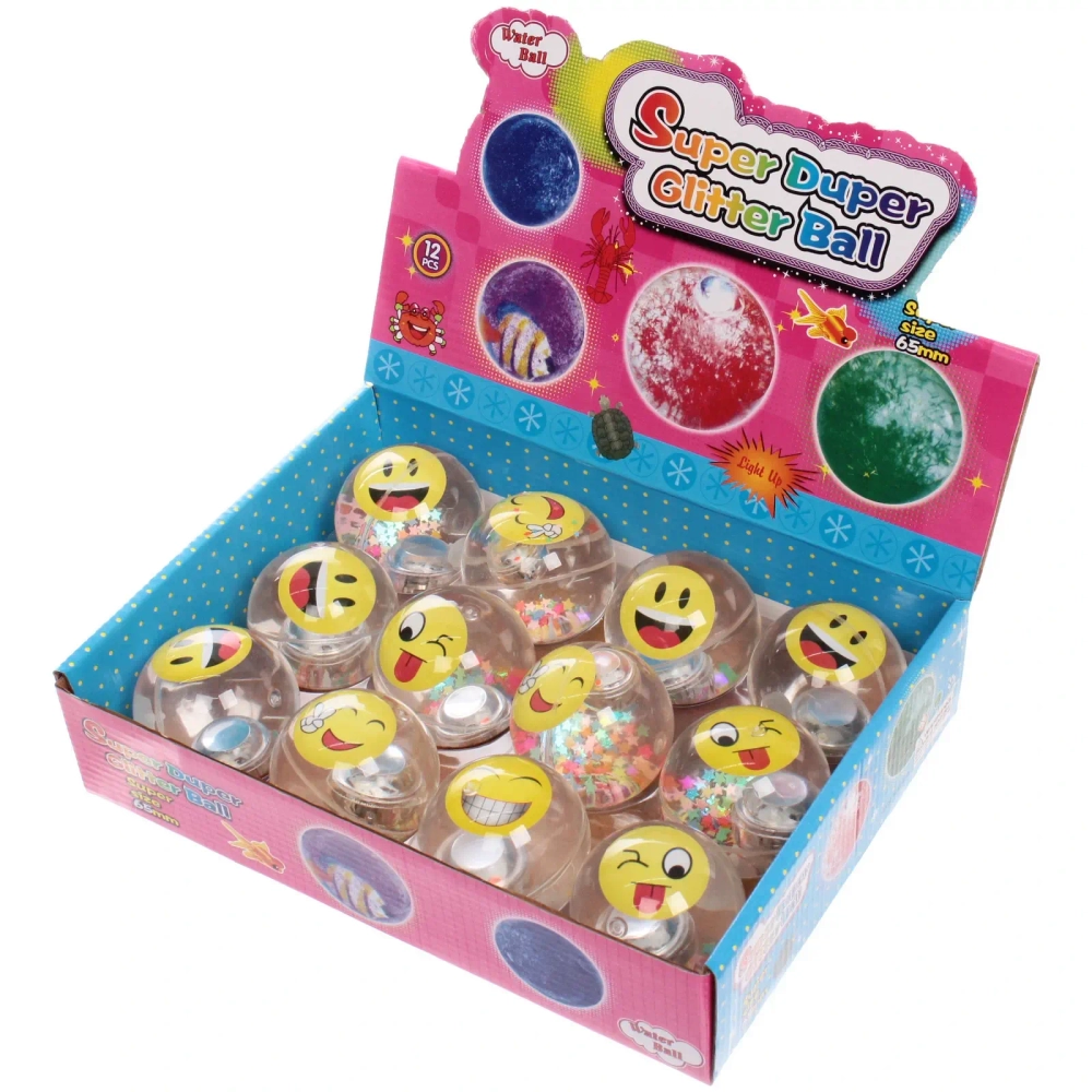 Мяч 6,5 см «Смайлики» (попрыгун с водой и подсветкой) СТИКЕР НА ВЛОЖЕНИЕ