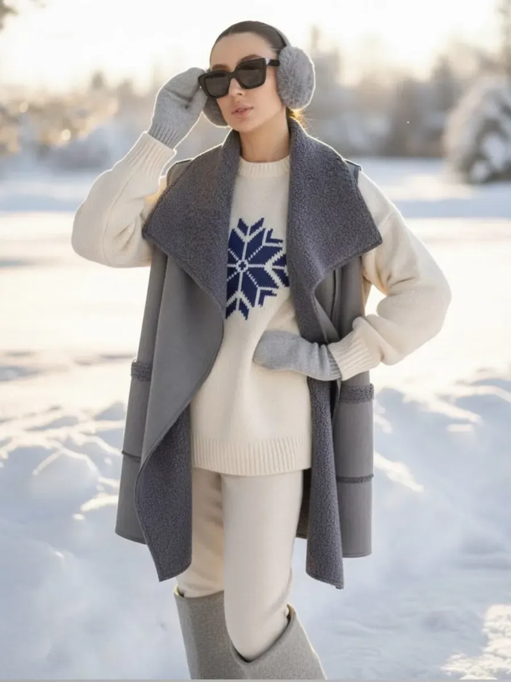 Жилетка удлиненная меховая оверсайз