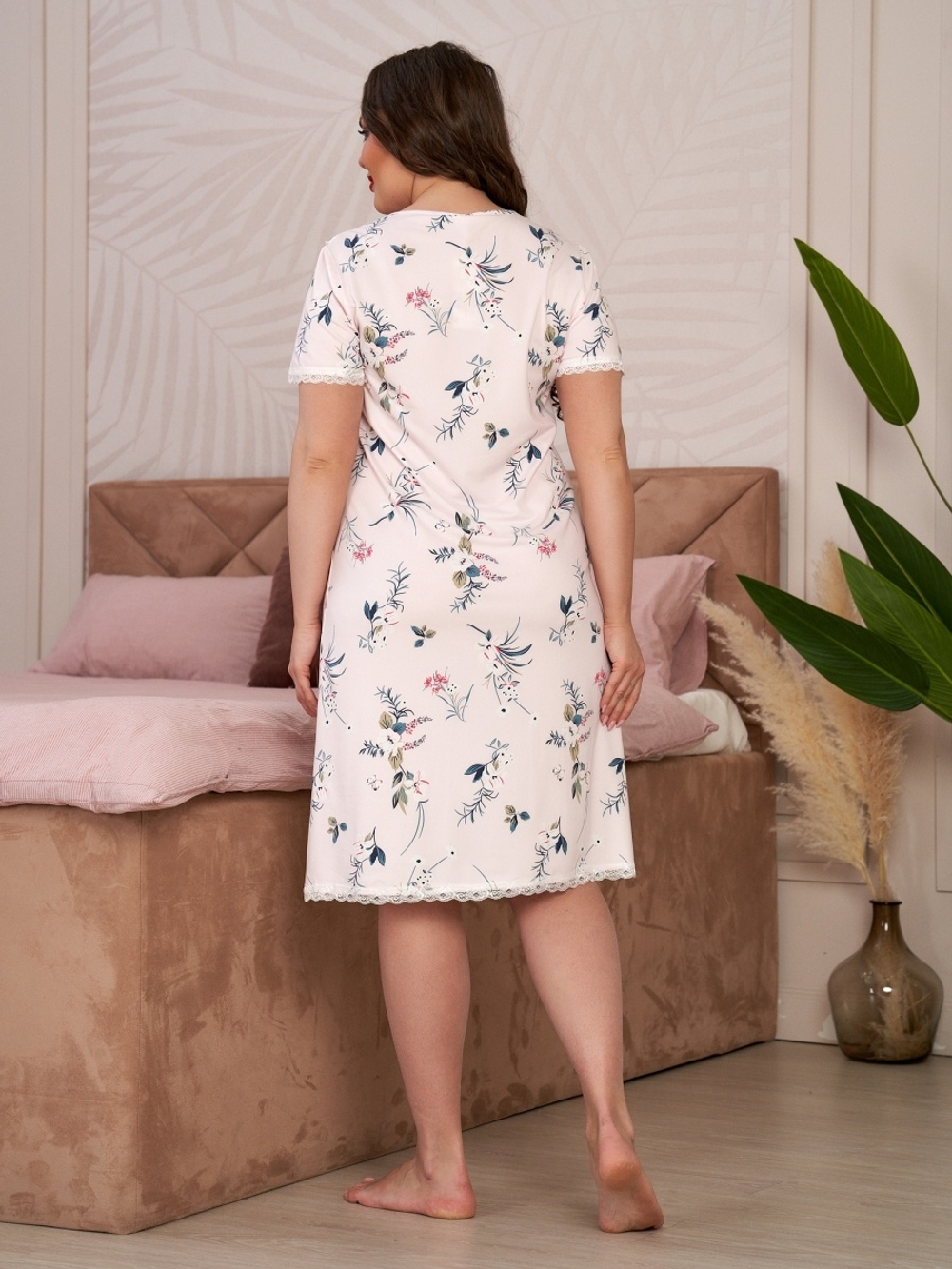 [m]Сорочка с к/р 7055-1В роз