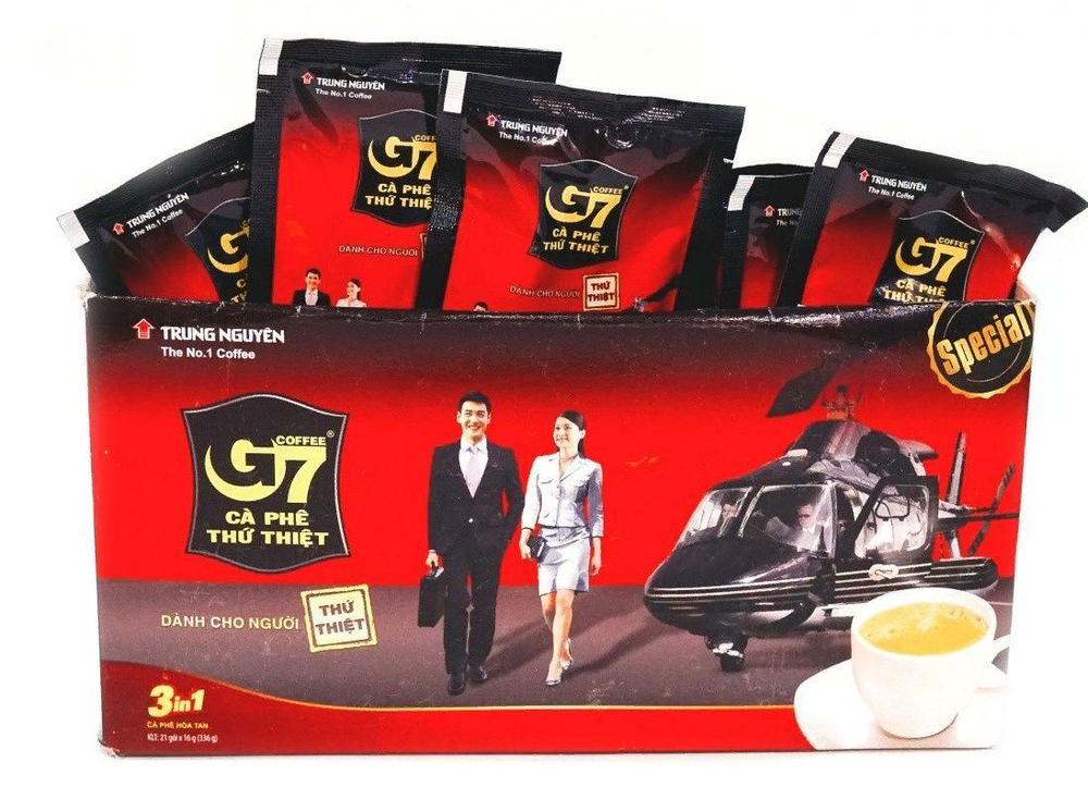 Вьетнамский растворимый кофе G7 3 в 1 Trung Nguyen, 21 пак. по 16гр