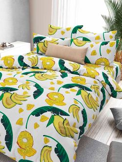 Постельное белье бязь Сказка "Фруктовый рай" 1,5-спальный на молнии Наволочка 50х70 см 1 шт Простынь на резинке 90х200 см Пододеяльник 145х215 см