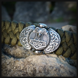 Замок для браслета из паракорда или кожи "Тор" мельхиор