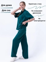 Пижама со штанами шелковая атласная
