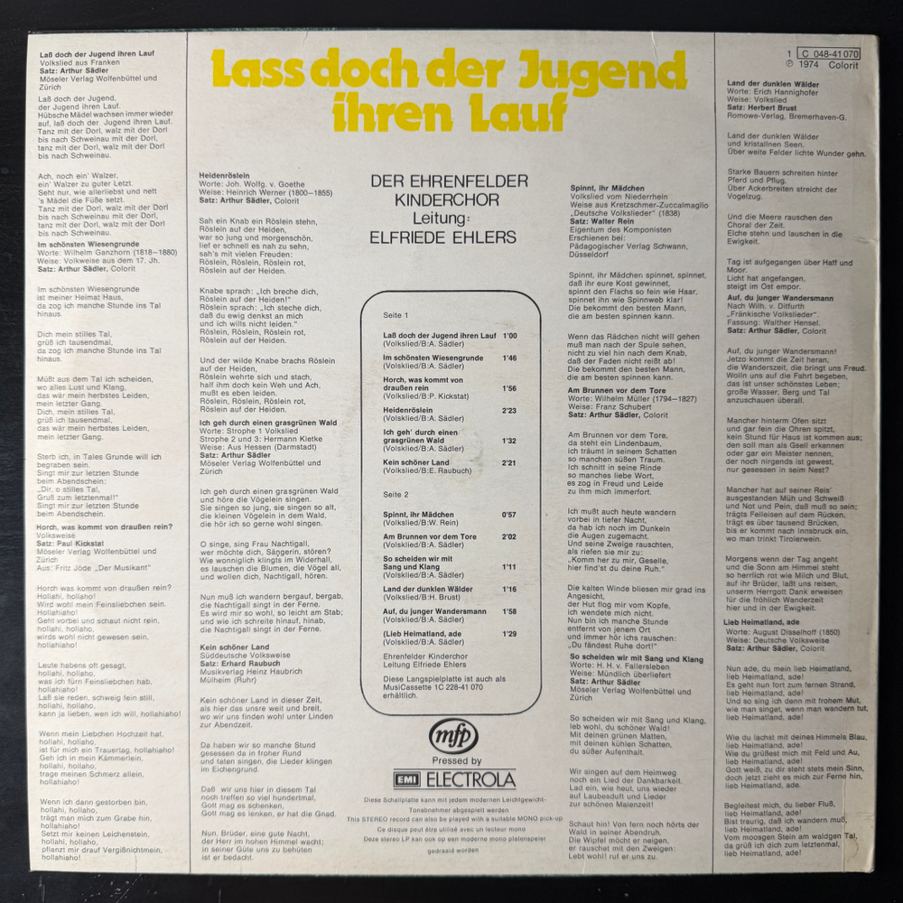 Ehrenfelder Kinderchor - Lass doch der jugend ihren lauf (Германия 1974г.) Т