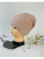 шапка зимняя вязаная ангора с пайетками