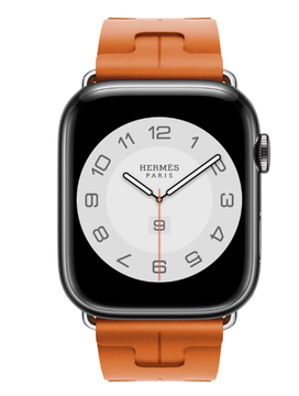 Apple Watch Hermès 45mm Space Black Stainless Steel Case with Orange Kilim Single Tour