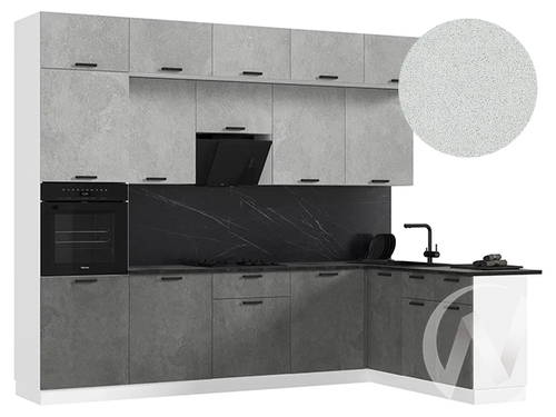 Кухня Рио NEW ЛДСП 3;0х1;8м (белый/бетон светлый; бетон темный/антарес) Компоновка №5