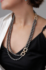 Колье "Эмили" зеленый жемчуг с серебряной застежкой из кубических микроцирконов