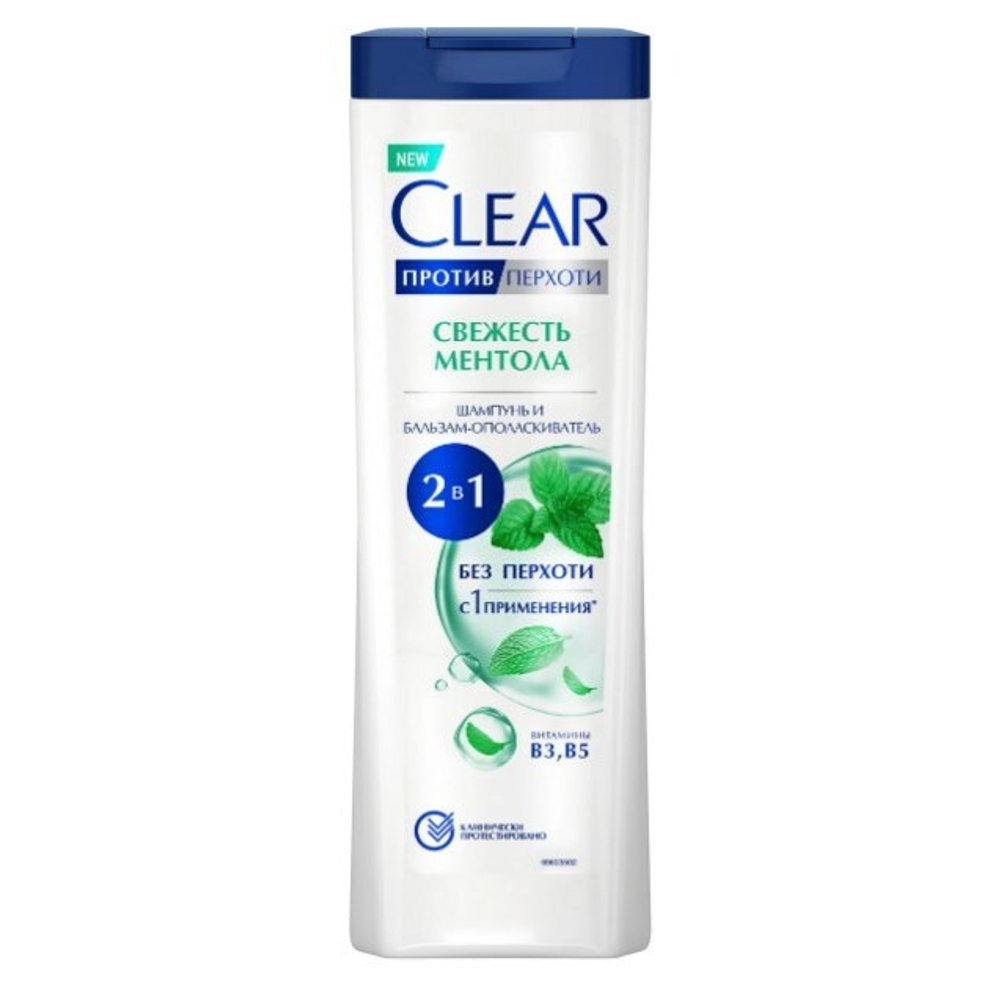 Шампунь и бальзам-ополаскиватель Clear с ментолом 2в1