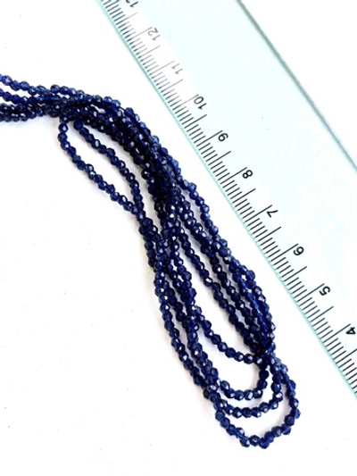 ш2-тс Шпинель синт. 2 мм шар огранка, темно-синий, нить 37см