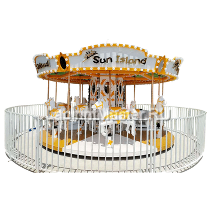 Электрическая Аттракцион свадебная карусель «Белые лошадки», 5,8 × 5,8 × 3,2 м
