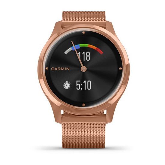 Умные часы Garmin Vívomove Luxe розовое золото с ремешком "миланская петля" 010-02241-24