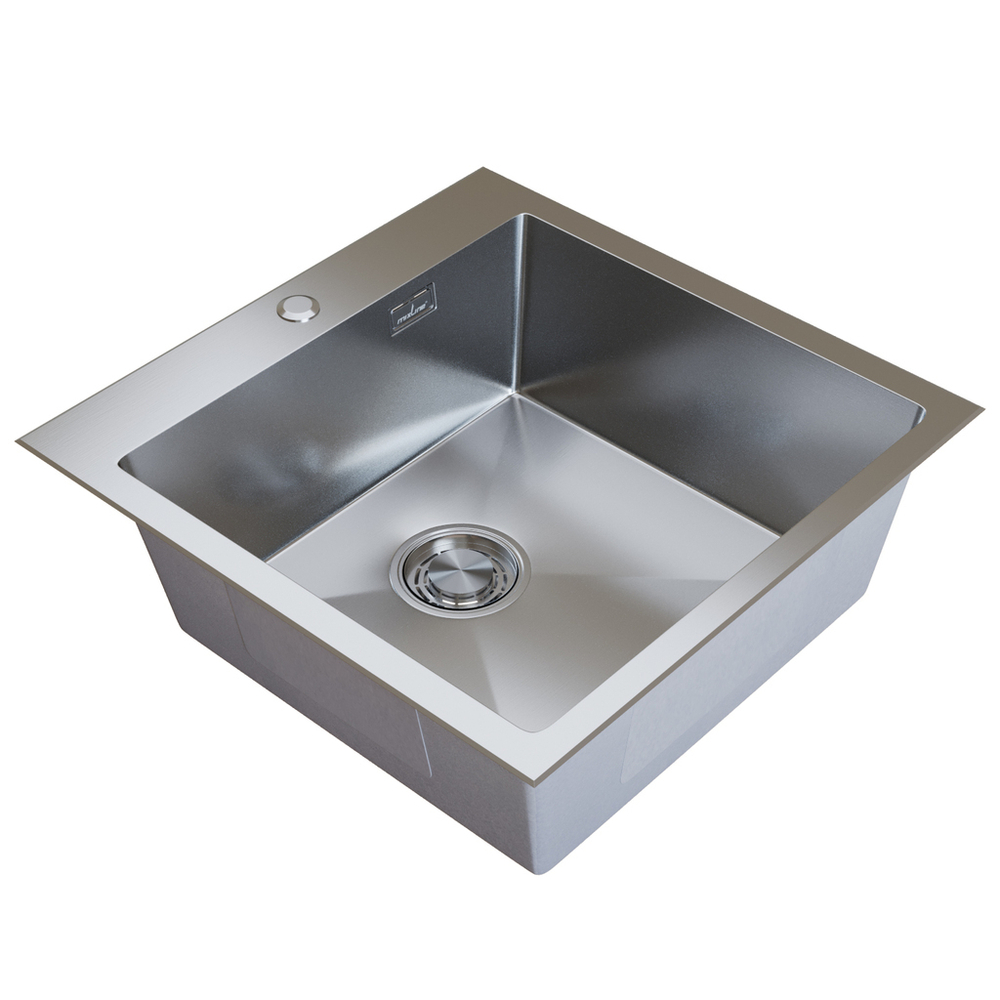 Мойка настол.монтаж 53х43 (3,0) вып 3 1/2  MIXLINE PRO с ФАСКОЙ 22см с сифоном (сатин)