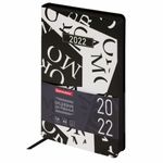 Ежедневник датированный 2022 А5 138x213 мм BRAUBERG "Vista", под кожу, "Black&White", 112846