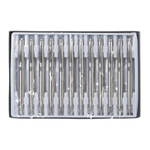 Ручка шариковая, автоматическая, Basir, синие чернила, металлическая, серебристый корпус, 12 шт