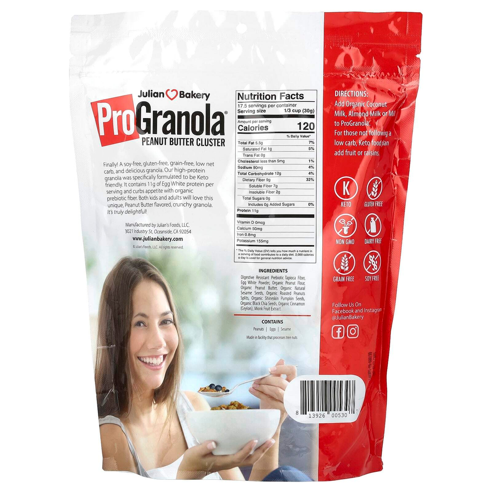 Julian Bakery, Pro Granola, арахисовая паста, 526 г (18,5 унции)