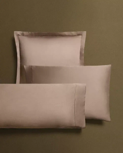 ZARA HOME (300 НИТЕЙ) НАВОЛОЧКА ИЗ ХЛОПКА, КОРИЧНЕВЫЙ