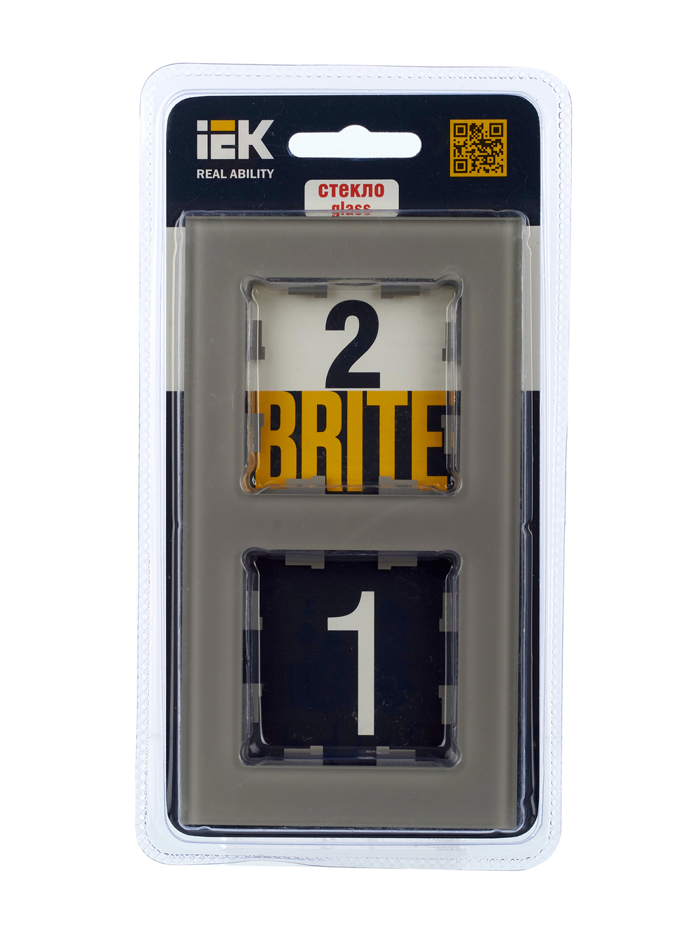 BRITE Рамка 2 -местная РУ-2-2-БрД стекло дымчатый IEK