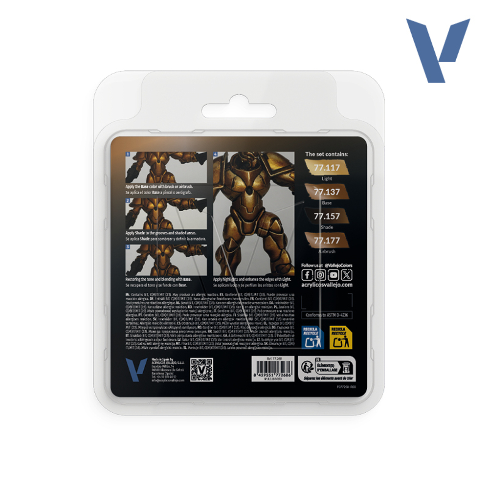 Vallejo True Metallic Metal - набор Arcane Gold