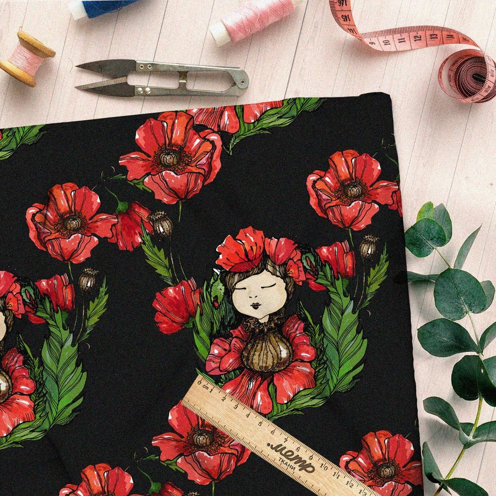 Ткань атлас маки