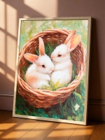 Постер 30х40 см пасха весенний кролики