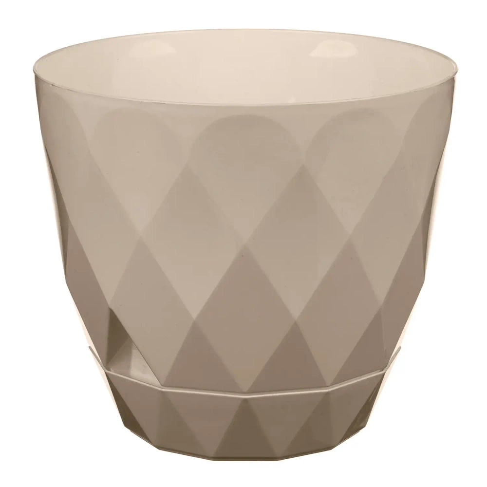 Горшок для цветов пластиковый 4,5л d-22см «Laurel» с поддоном бежевый