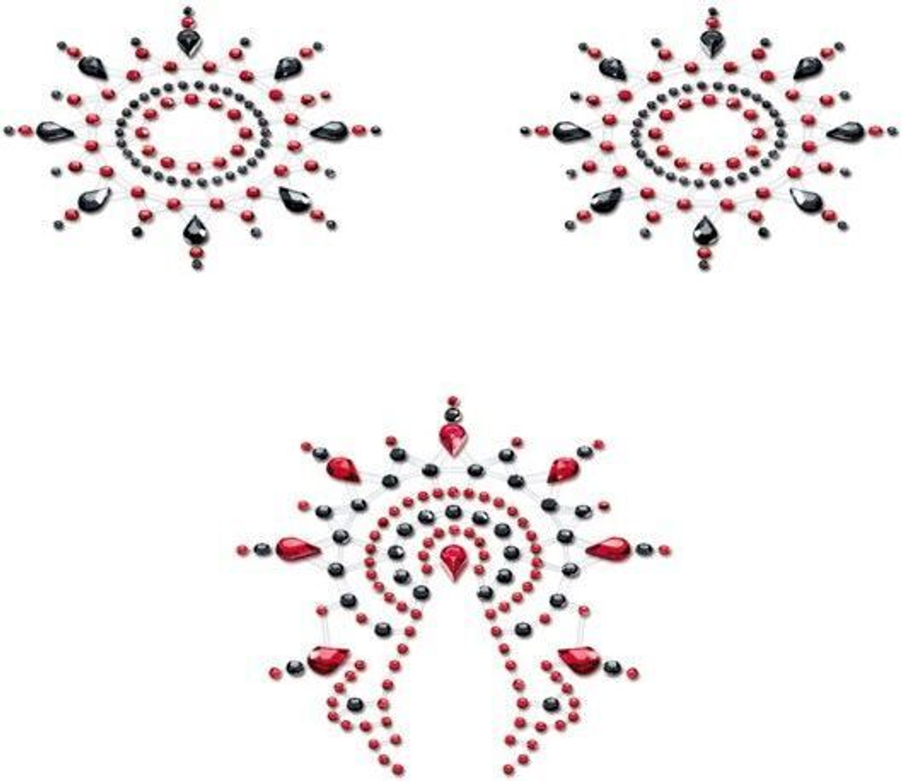 Набор наклеек из красных и черных страз Petits Joujoux Gloria (Цвет: красный с черным)