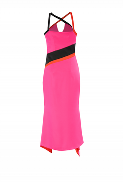 Платье с крестообразными лямками фуксия 31-19SS