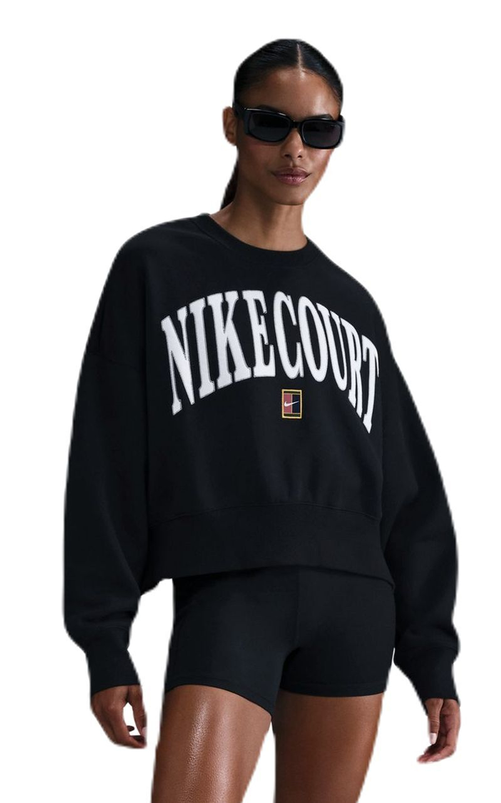 Женская Кофта теннисная Nike Court Phoenix Fleece Oversized Crew-Neck - черный